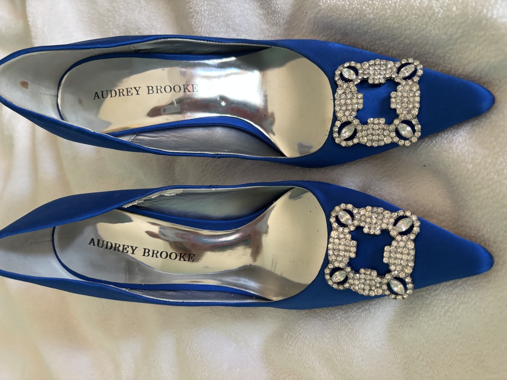 Audrey Brooke Blue Satin  with Chrystal bead work